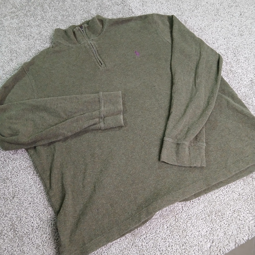 Polo Ralph Lauren Estate Rib Quarter Zip Pullover Olive Green Mens Large